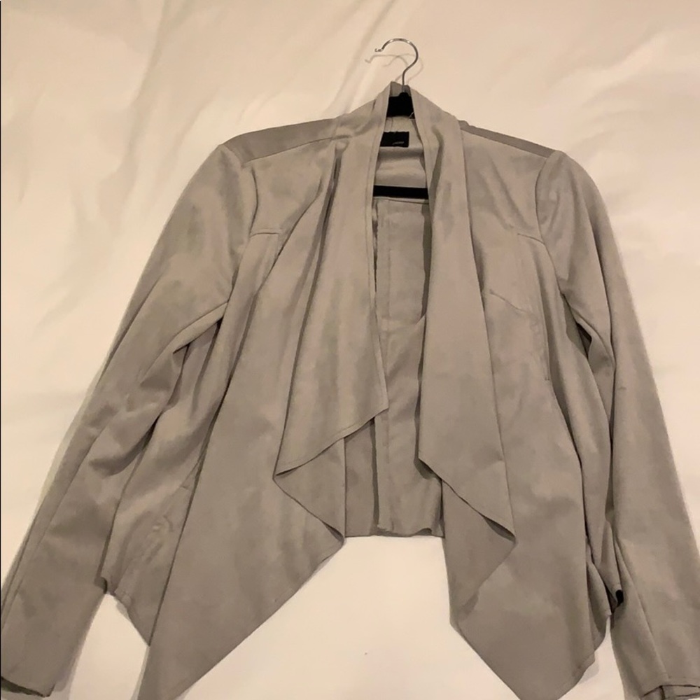 Faux Suede Drape Blazer